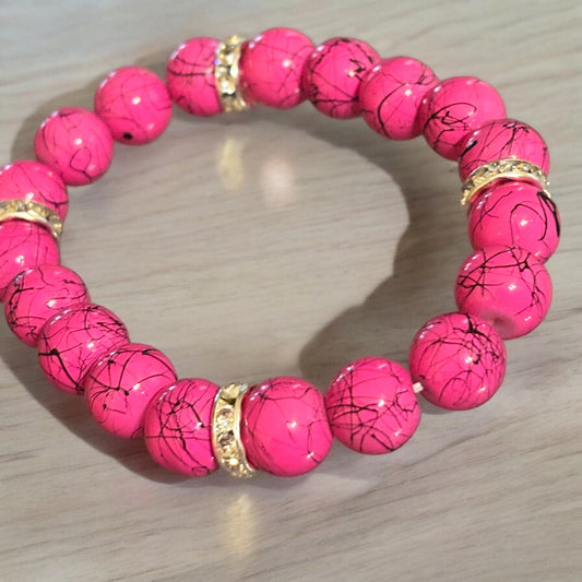 Pink zebra -stretch bracelet