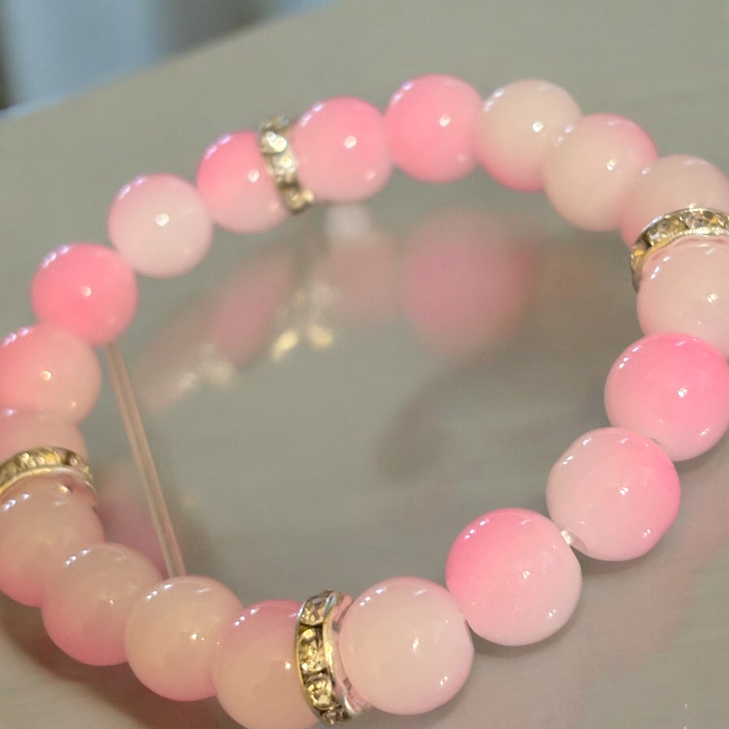 Pink crystal -stretch bracelet